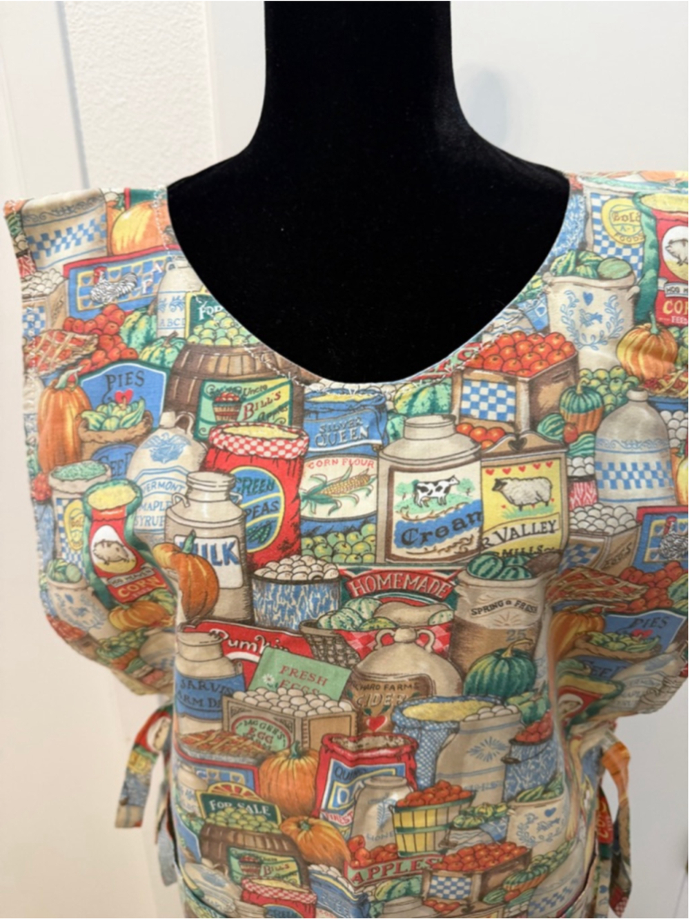 Handmade Country Kitchen Apron Farmhouse Harvest Print Cobbler Style New - Picture 2 of 5